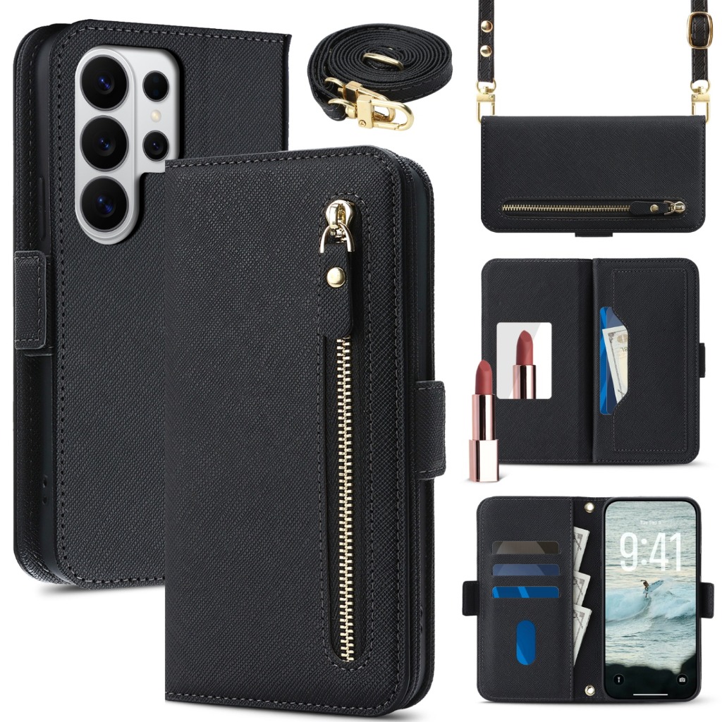 Flip Leather Case - Crossbody Lanyard Flip Leather Phone Case