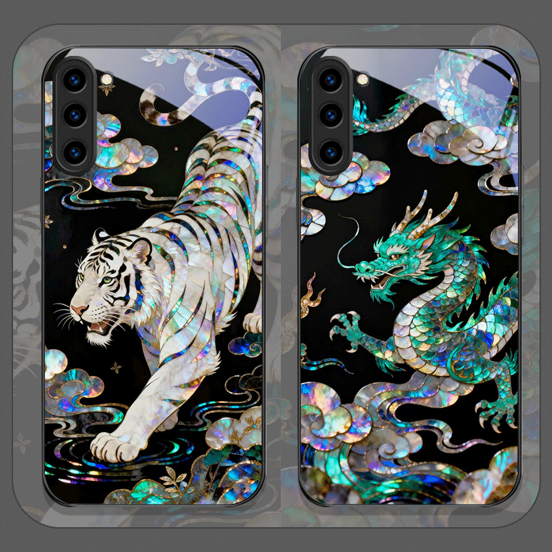 Phone Cases For Samsung Galaxy - Stylish Tiger Dragon Marble Texture Printed