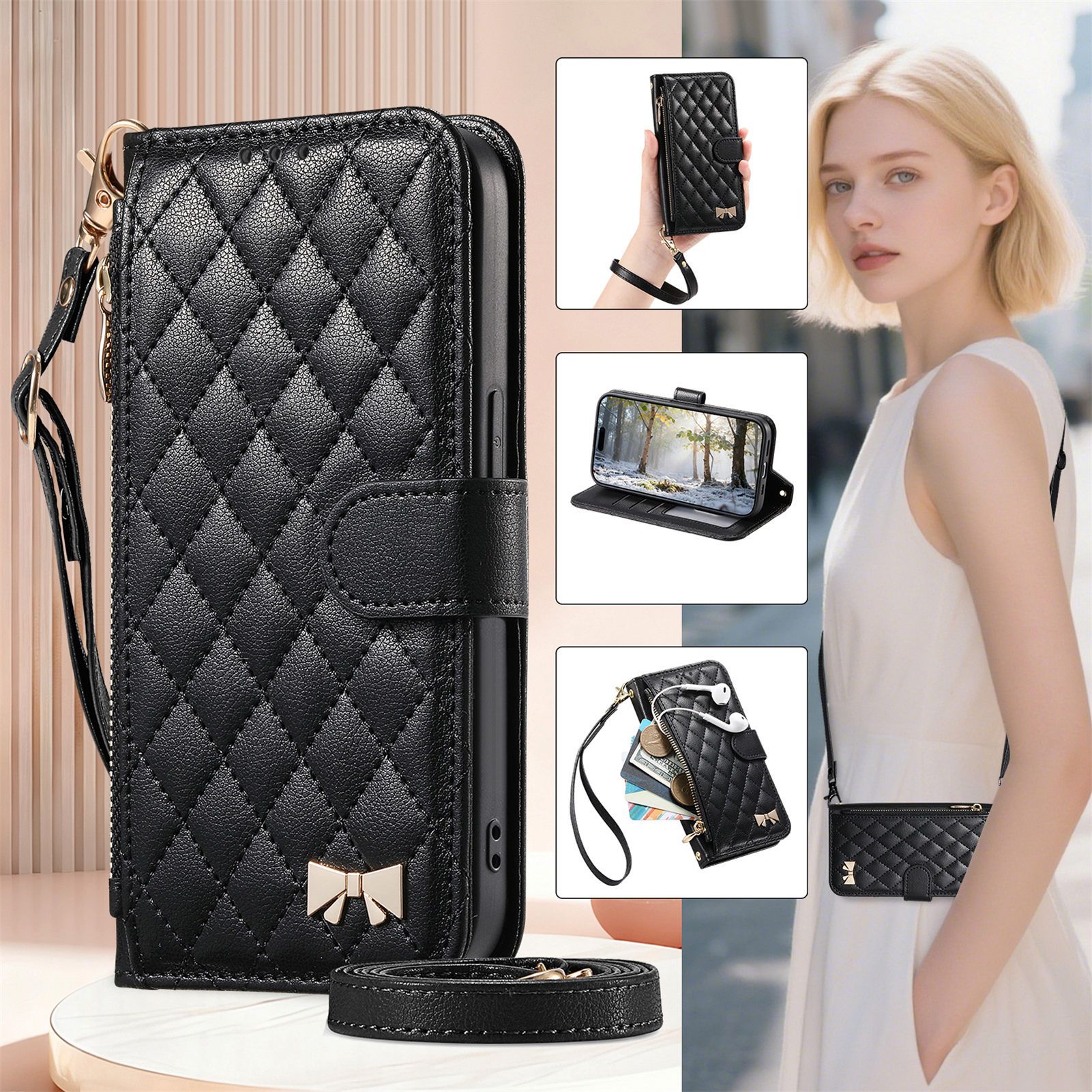 PU Leather Zipper Crossbody Wr - Flip Leather Case recensie en prijs