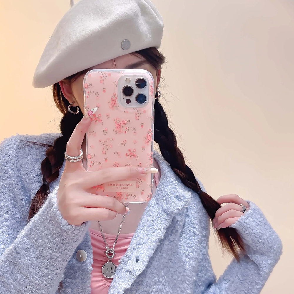 Pink and Blue White Flowers Fl - Phone Cases Drawing recensie en prijs