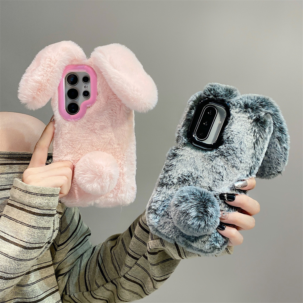 Cute Rabbit Ears Fluffy Stand  - Phone Cases For Samsung Galaxy recensie en prijs