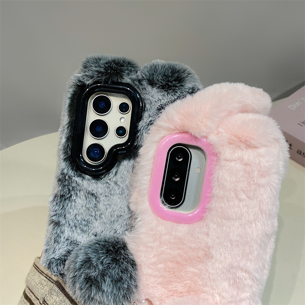 Cute Rabbit Ears Fluffy Stand  - Phone Cases For Samsung Galaxy recensie en prijs
